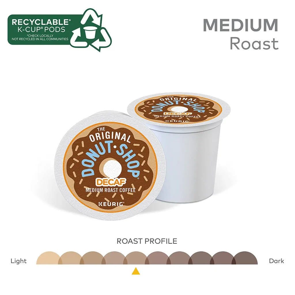 The Original Donut Shop Decaf Medium Roast K-Cup Pods, 96 Count – Compatible with Keurig, Kosher Certified, Recyclable