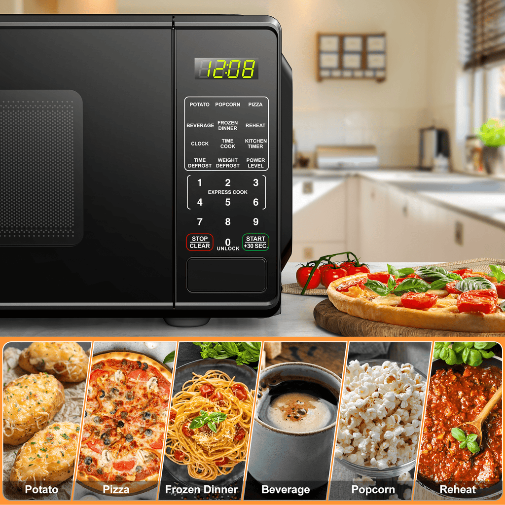 Mainstays 0.7 Cu ft 700W Countertop Microwave Oven, LED Display, Black