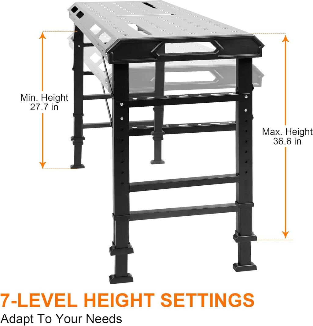 WORKESS Metal Welding Table Folding Welding Adjustable 1000 lbs
