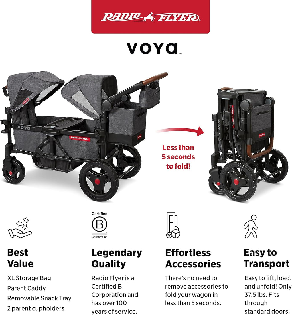 Stroller Wagon, 4 Seater Wagon Stroller for Kids with Low Sides, Baby Stroller Wagon, Quad Stroller