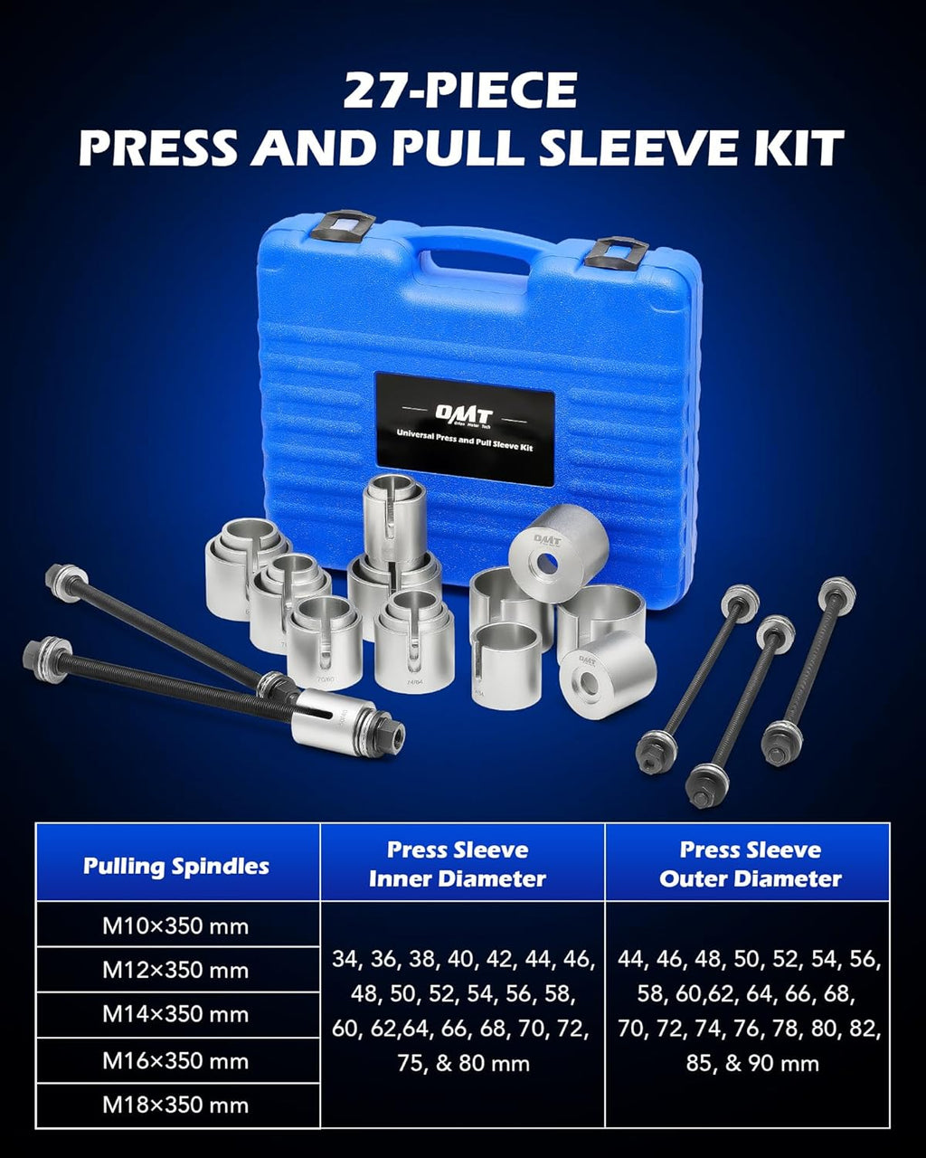 Orion Motor Tech Bushing Press Kit, 27pc Pull and Press Sleeve Kit