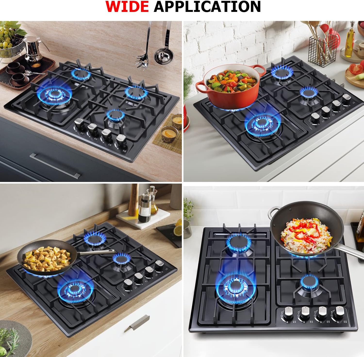 FORIMO Gas Cooktop 22Inch, Built in Gas Cooktop 4 Burners Stainless Steel Stove