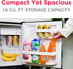 Frigidaire EFR176 Retro Compact Fridge with Chiller Mini Refrigerator with Built-in Bottle Opener for Office, Bedroom, Dorm Room or Cabin, 1.6 cu ft 16" D x 18" W x 18.5" H, Moonlight