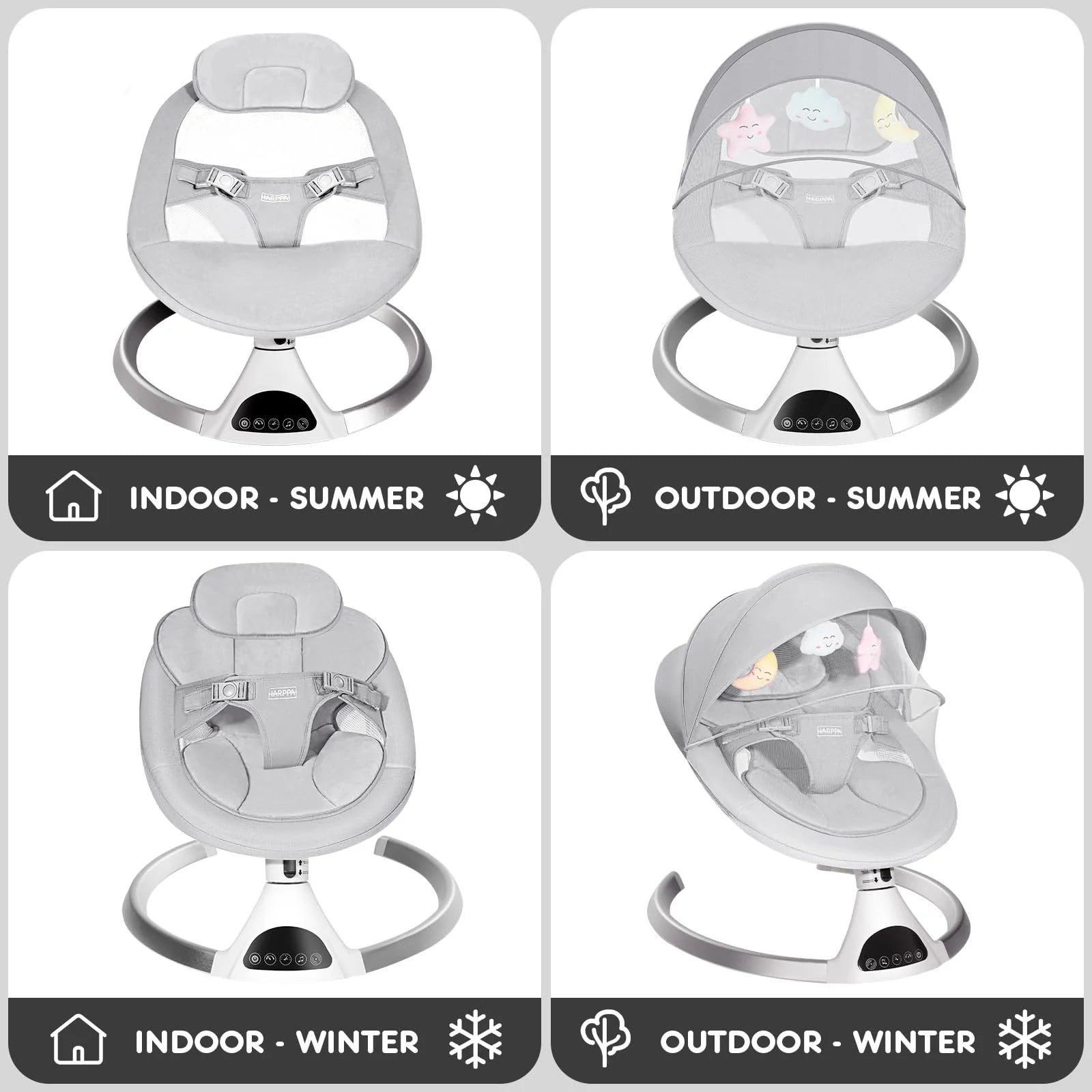 HARPPA Electric Baby Swing for Infants to Toddler with 5 Speed